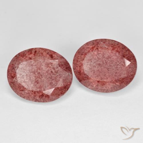 8.31ctw Natural Rosado rojizo cuarzo fresa, Ovalada, Transparente