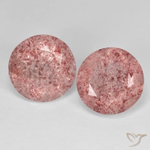 6.61ctw Natural Rosado claro medio Cuarzo fresa, Redondo, Transparente
