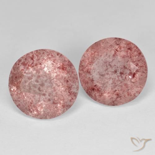Gemas de Cuarzo fresa Rosado claro medio natural de 6.61 ct, Redondo, Transparente