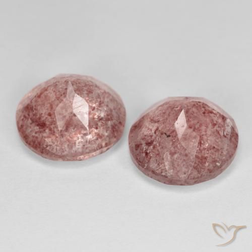 Gemas de Cuarzo fresa Rosado claro medio natural de 6.61 ct, Redondo, Transparente