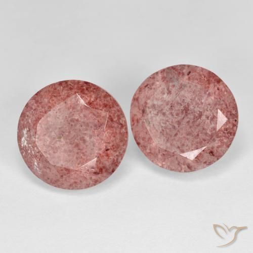 Gemas de Cuarzo fresa Rosa rosado natural de 7.24 ct, Redondo, Transparente