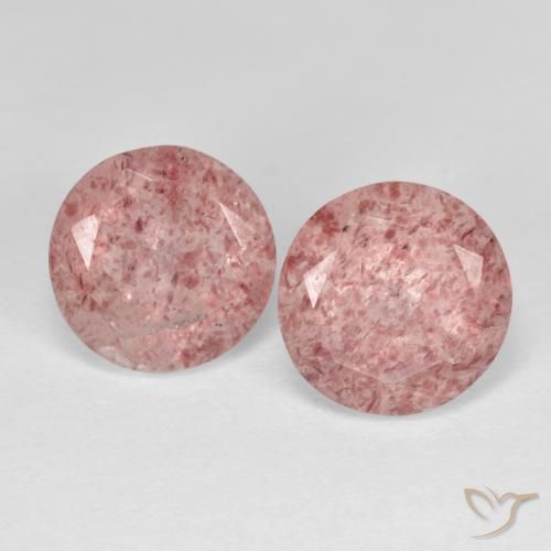 3.83ctw Natural Rosado medio cuarzo fresa, Redondo, Transparente