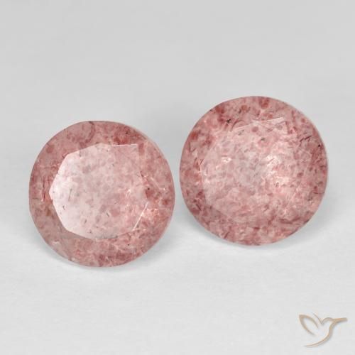 Gemas de Cuarzo fresa Rosado medio natural de 3.83 ct, Redondo, Transparente