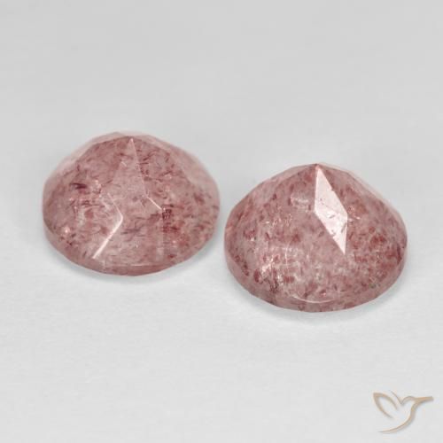 Gemas de Cuarzo fresa Rosado medio natural de 3.83 ct, Redondo, Transparente