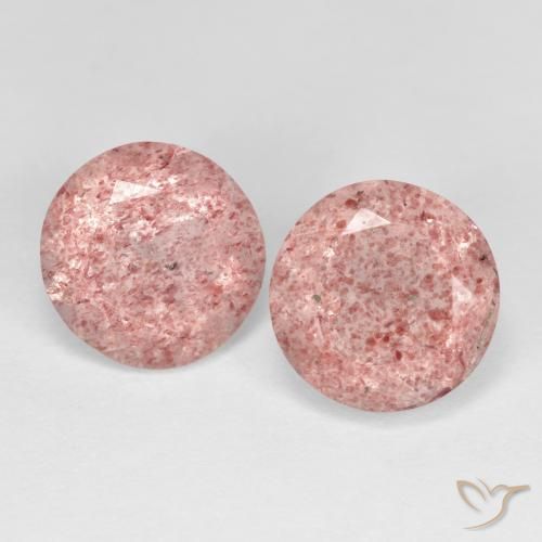 3.74ctw Natural Rosado terroso cuarzo fresa, Redondo, Transparente