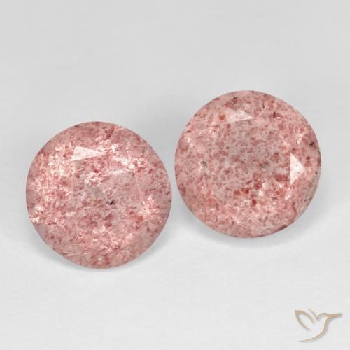 Gemas de Cuarzo fresa Rosado terroso natural de 3.74 ct, Redondo, Transparente