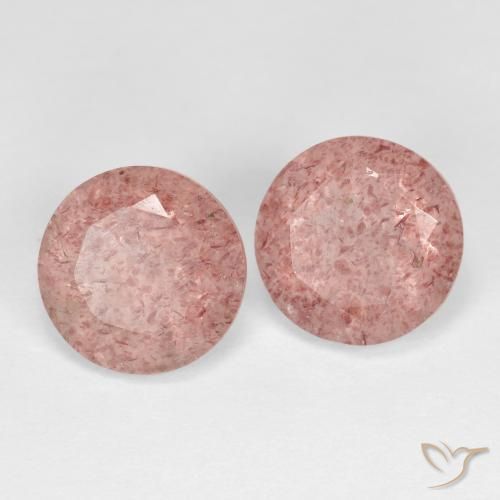 Gemas de Cuarzo fresa Rosado terroso natural de 3.51 ct, Redondo, Transparente