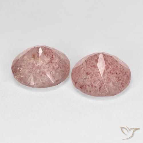 Gemas de Cuarzo fresa Rosado terroso natural de 3.51 ct, Redondo, Transparente