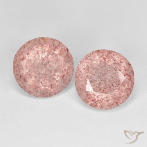 3.27ctw Natural Rosado claro cuarzo fresa, Redondo, Transparente