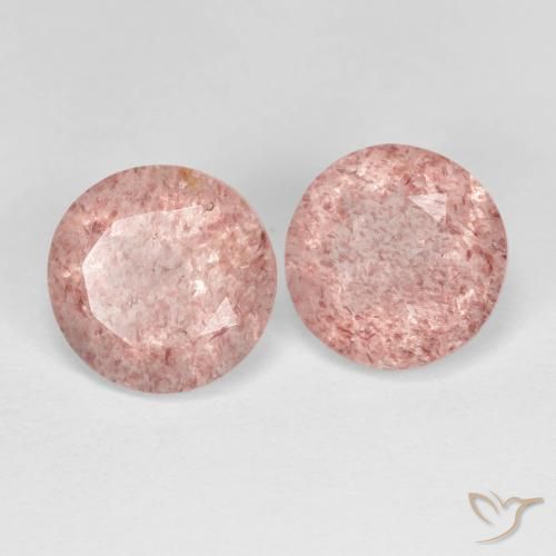 Gemas de Cuarzo fresa Rosado claro natural de 3.27 ct, Redondo, Transparente