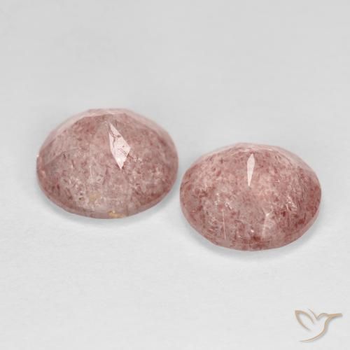 Gemas de Cuarzo fresa Rosado claro natural de 3.27 ct, Redondo, Transparente