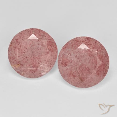 6.94ctw Natural Tono rosado cuarzo fresa, Redondo, Transparente