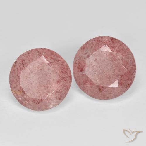 Gemas de Cuarzo fresa Tono rosado natural de 6.94 ct, Redondo, Transparente