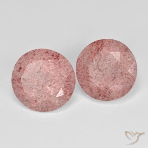 Gemas de Cuarzo fresa Rosado medio natural de 6.63 ct, Redondo, Translúcido