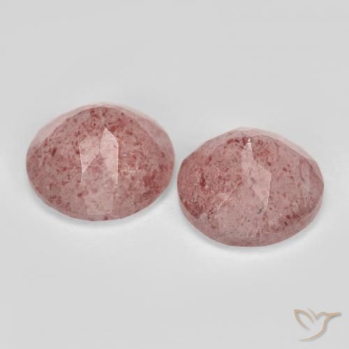 Gemas de Cuarzo fresa Rosado medio natural de 6.63 ct, Redondo, Translúcido