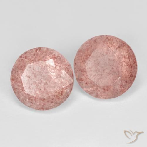 Gemas de Cuarzo fresa Rosado terroso natural de 7.22 ct, Redondo, Translúcido