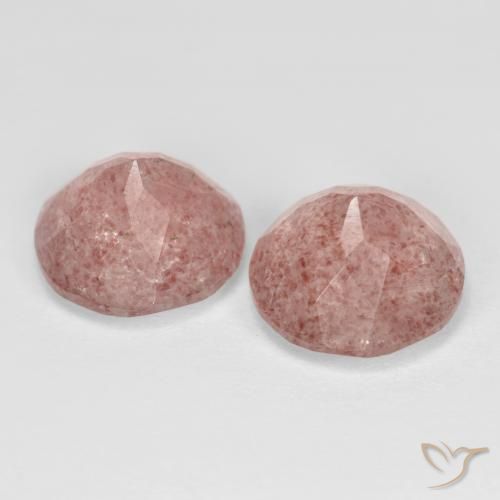 Gemas de Cuarzo fresa Rosado terroso natural de 7.22 ct, Redondo, Translúcido