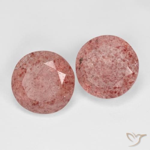 Gemas de Cuarzo fresa Rosado medio natural de 7.14 ct, Redondo, Translúcido