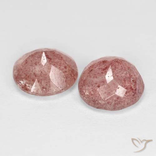 Gemas de Cuarzo fresa Rosado medio natural de 7.14 ct, Redondo, Translúcido