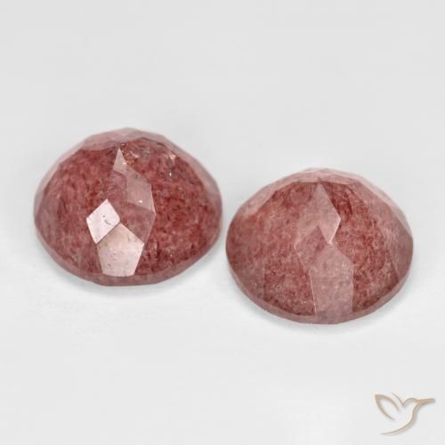 Gemas de Cuarzo fresa Rosa oscuro natural de 7.34 ct, Redondo, Translúcido