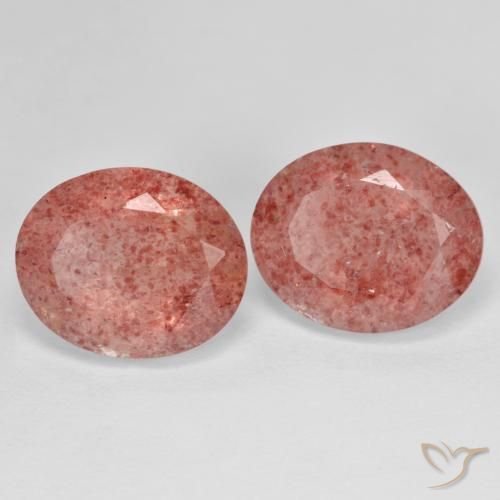 Gemas de Cuarzo fresa Rosado medio natural de 9.62 ct, Ovalada, Translúcido
