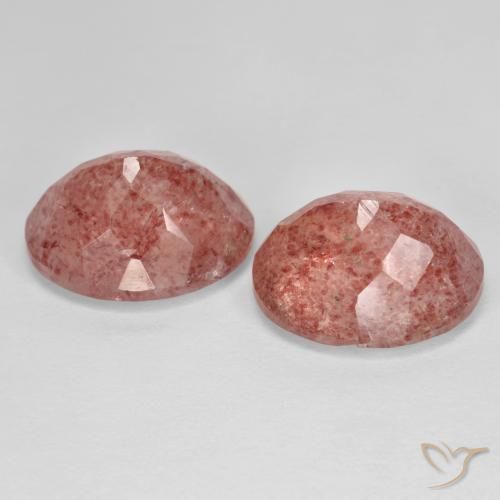 Gemas de Cuarzo fresa Rosado medio natural de 9.62 ct, Ovalada, Translúcido