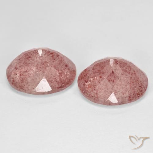 Gemas de Cuarzo fresa Rosado medio natural de 9.60 ct, Ovalada, Translúcido