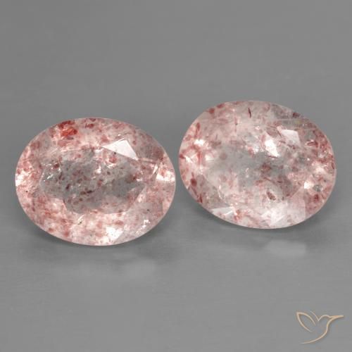 Gemas de Cuarzo fresa Rosado medio natural de 4.61 ct, Ovalada, Transparente