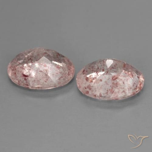 Gemas de Cuarzo fresa Rosado medio natural de 4.61 ct, Ovalada, Transparente