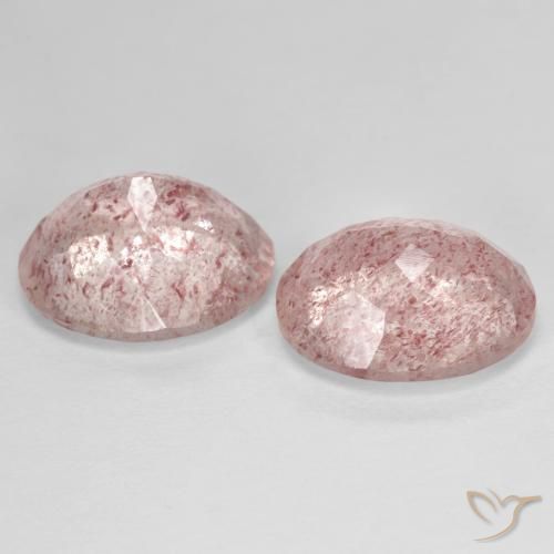 Gemas de Cuarzo fresa Rosado medio natural de 8.77 ct, Ovalada, Transparente