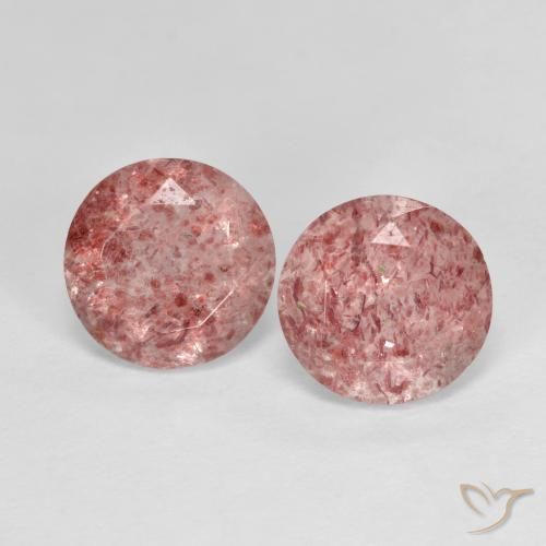 2.50ctw Natural Rosado terroso Cuarzo fresa, Redondo, Transparente