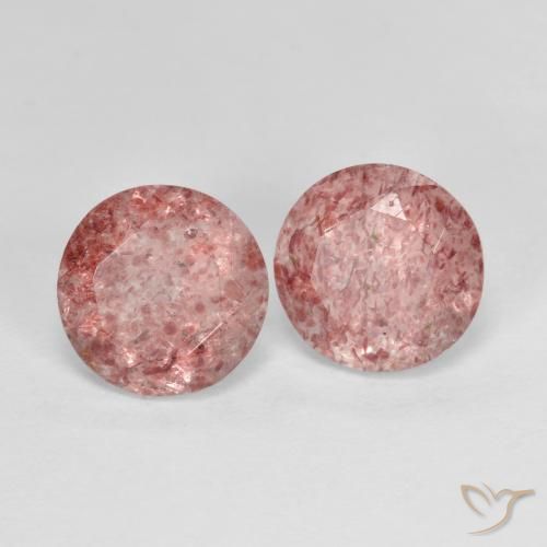 Gemas de Cuarzo fresa Rosado terroso natural de 2.50 ct, Redondo, Transparente