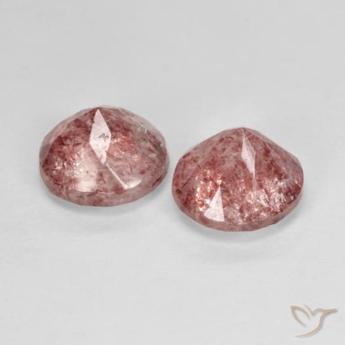 Gemas de Cuarzo fresa Rosado terroso natural de 2.50 ct, Redondo, Transparente
