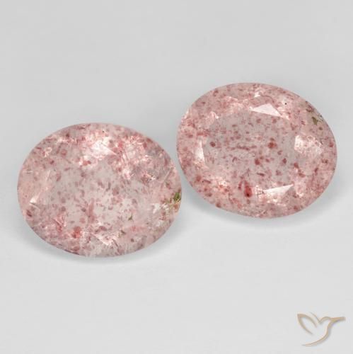 Gemas de Cuarzo fresa Rosado medio natural de 8.06 ct, Ovalada, Transparente