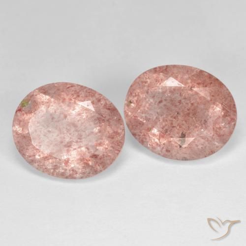 Gemas de Cuarzo fresa Rosado medio natural de 8.08 ct, Ovalada, Transparente