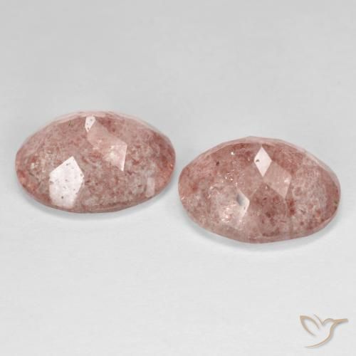 Gemas de Cuarzo fresa Rosado medio natural de 8.08 ct, Ovalada, Transparente