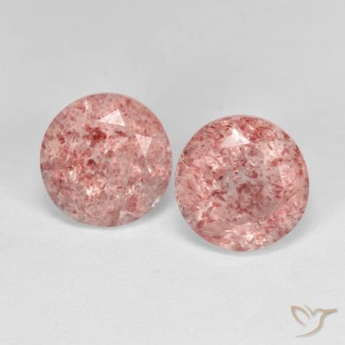 2.91ctw Natural Rosado terroso cuarzo fresa, Redondo, Transparente