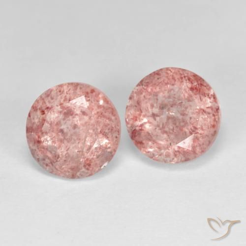 Gemas de Cuarzo fresa Rosado terroso natural de 2.91 ct, Redondo, Transparente