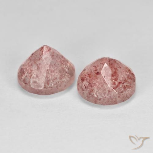 Gemas de Cuarzo fresa Rosado terroso natural de 2.91 ct, Redondo, Transparente