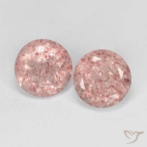 2.73ctw Natural Rosado terroso Cuarzo fresa, Redondo, Transparente