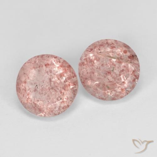Gemas de Cuarzo fresa Rosado terroso natural de 2.73 ct, Redondo, Transparente