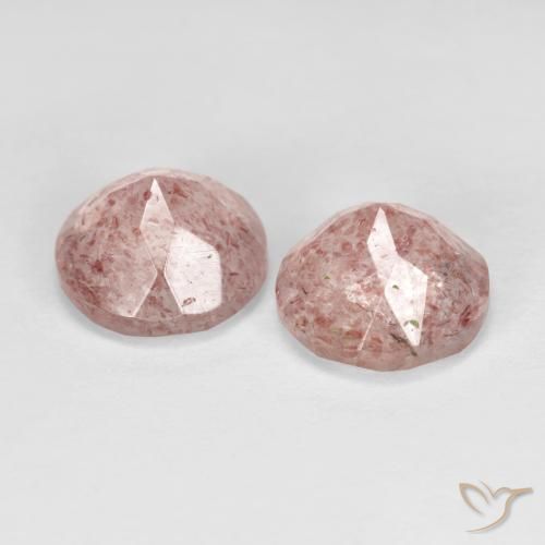 Gemas de Cuarzo fresa Rosado terroso natural de 2.73 ct, Redondo, Transparente