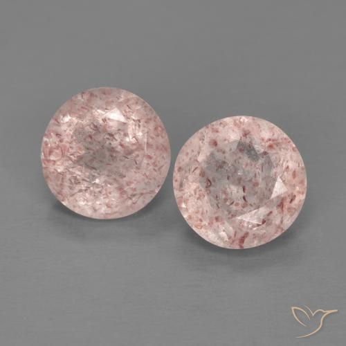 2.21ctw Natural Rosado claro Cuarzo fresa, Redondo, Transparente