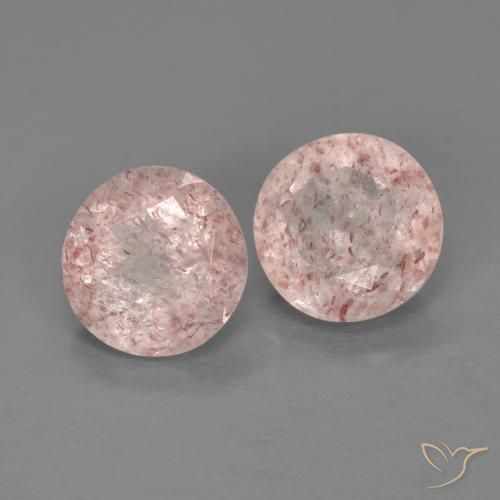 Gemas de Cuarzo fresa Rosado claro natural de 2.21 ct, Redondo, Transparente