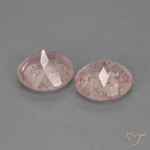Gemas de Cuarzo fresa Rosado claro natural de 2.21 ct, Redondo, Transparente