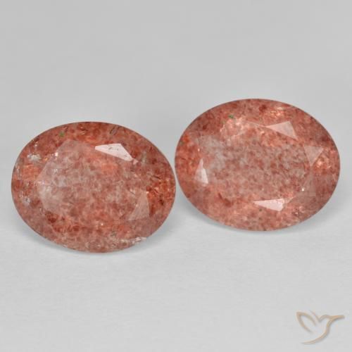 Gemas de Cuarzo fresa Roja Anaranjada natural de 4.59 ct, Ovalada, Translúcido