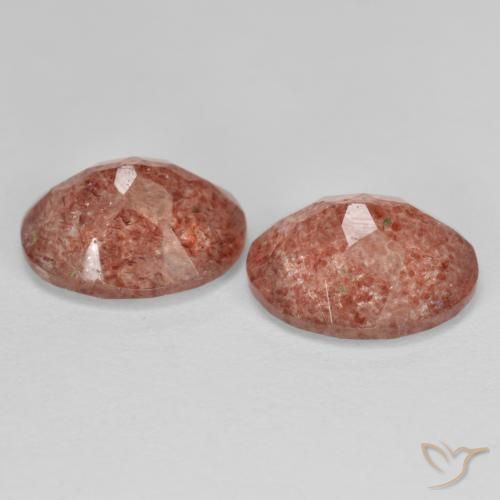 Gemas de Cuarzo fresa Roja Anaranjada natural de 4.59 ct, Ovalada, Translúcido