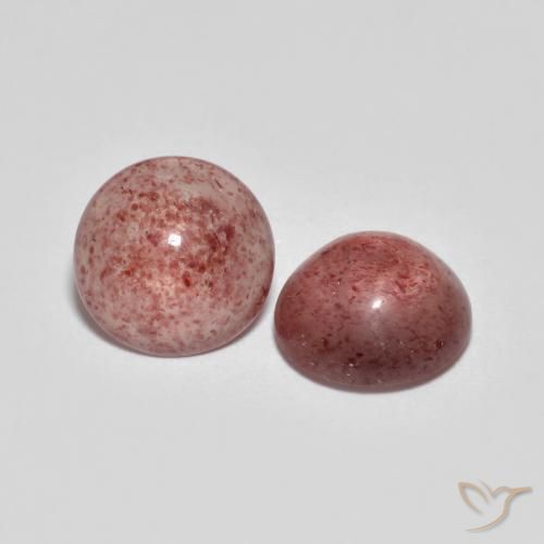 Gemas de Cuarzo fresa Rosado rojizo natural de 4.39 ct, Redondo, Translúcido