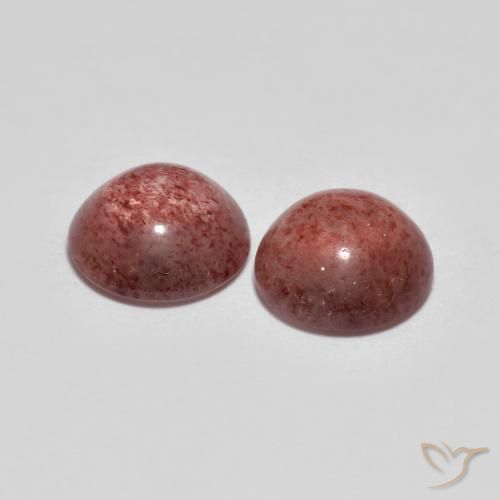 Gemas de Cuarzo fresa Rosado rojizo natural de 4.39 ct, Redondo, Translúcido