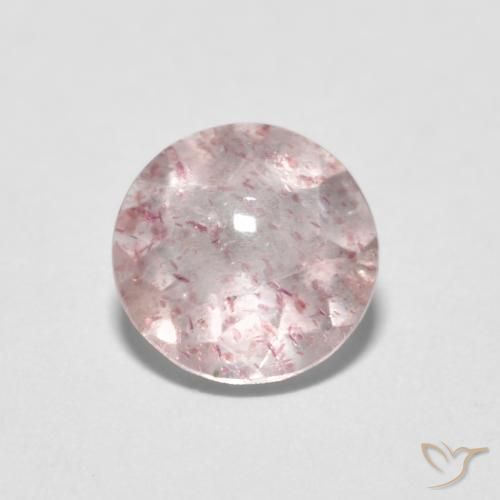 1.09ct Natural Rosado claro Cuarzo fresa, Redondo, Transparente